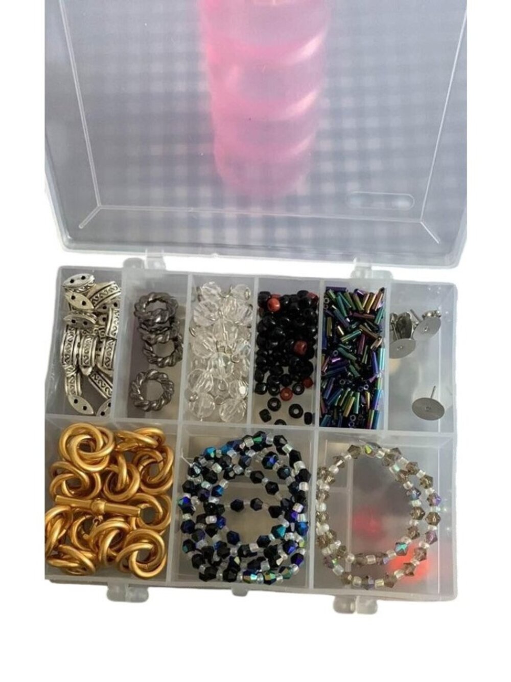 Beads For Jewelry & Crafts in 2 Sided Plastic Storage Case